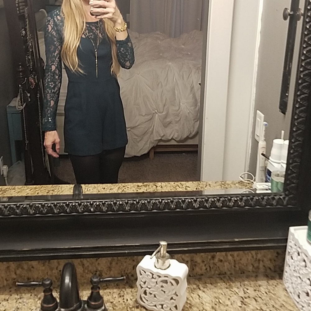 Kimchi Blue Green Lace Romper